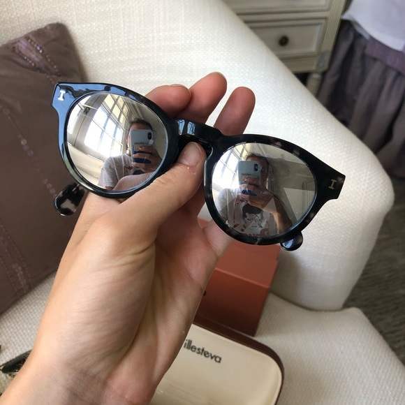 Black gray tortoise illesteva metallic sunglasses - Picture 3 of 5
